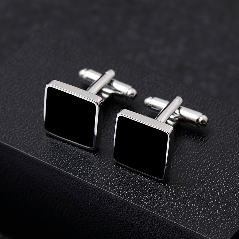 Classic Geometry Square Copper Black Cuff Link