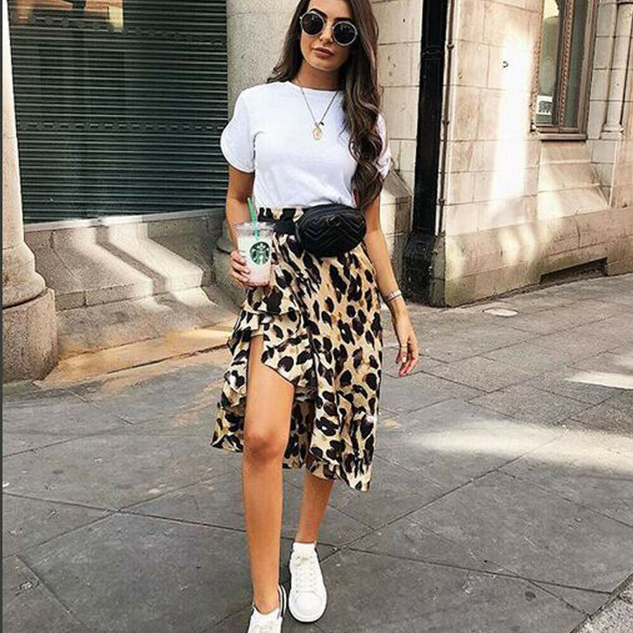 Leopard Print Skirt Women
